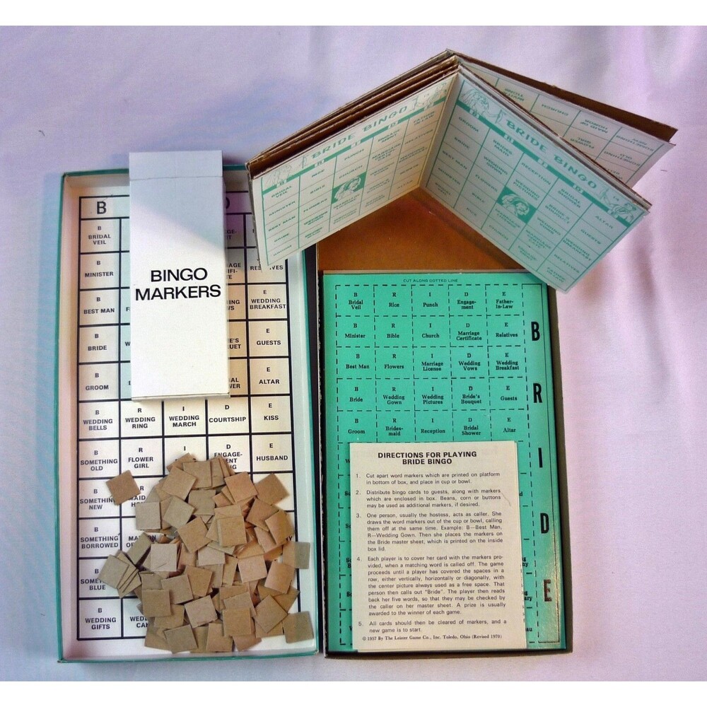 VTG Bride Bingo Bridal Shower Board Game Leister 1957 New Open Box Never Played